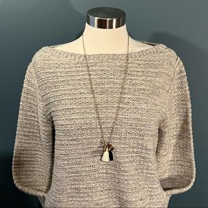 Athleta Chunky Merino Wool Boatneck Sweater - L, Oatmeal Heather Tan